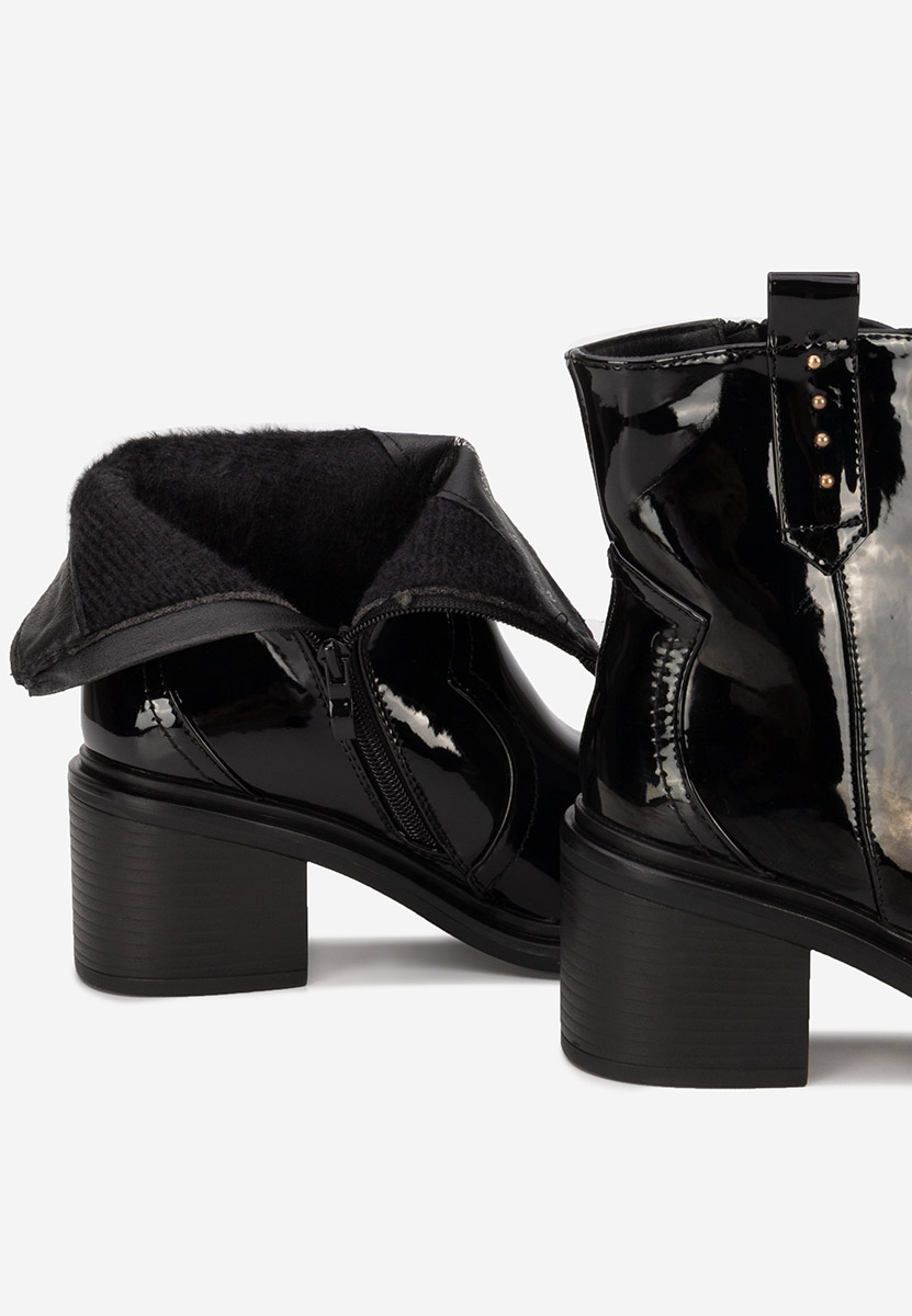 Czarne botki na słupku Katyana V2