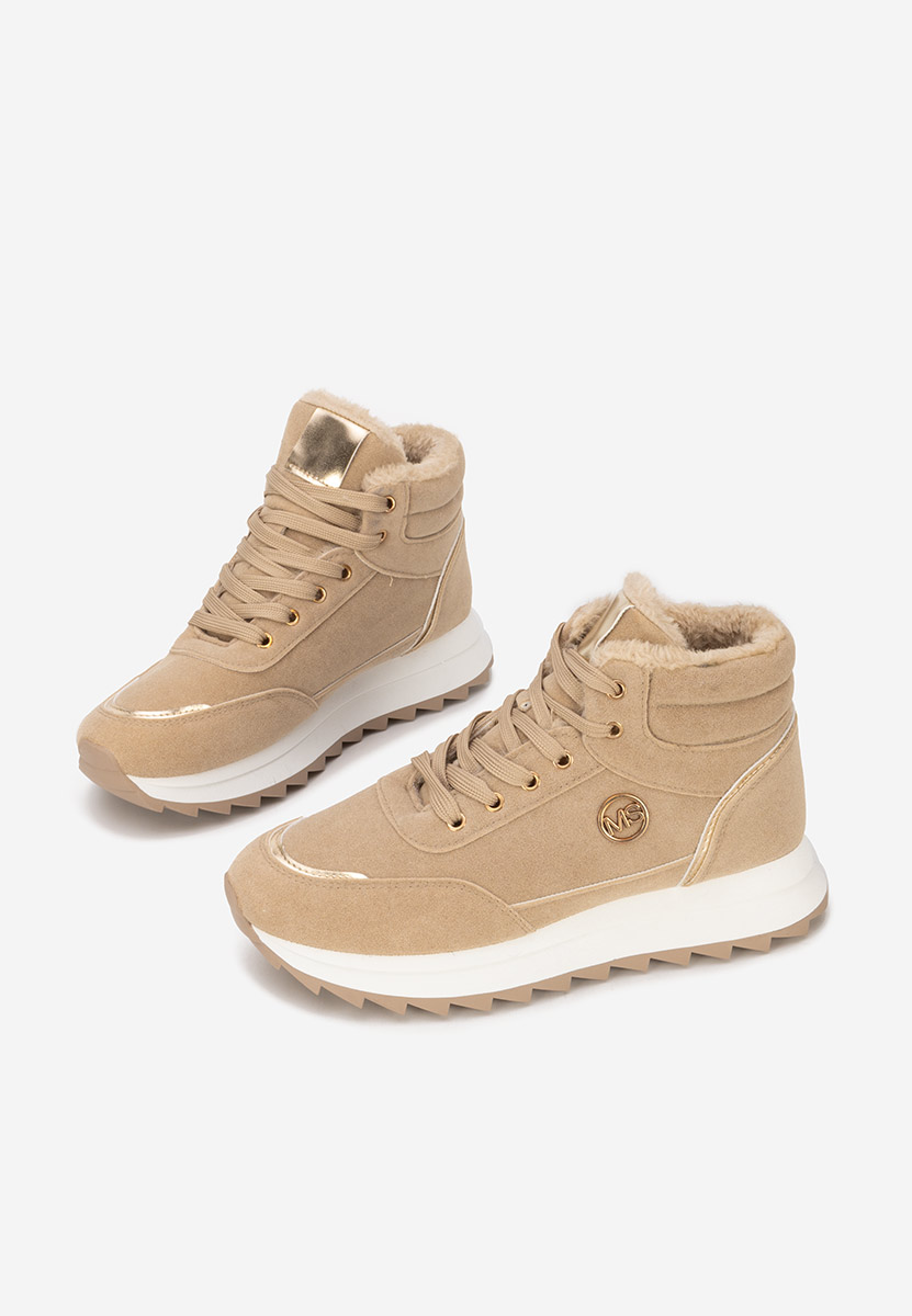 Khaki zimowe sneakersy damskie Noira