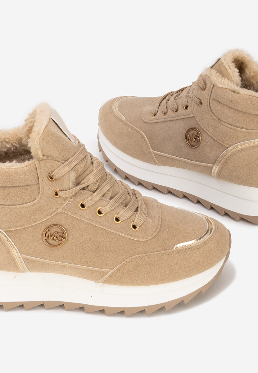 Khaki zimowe sneakersy damskie Noira