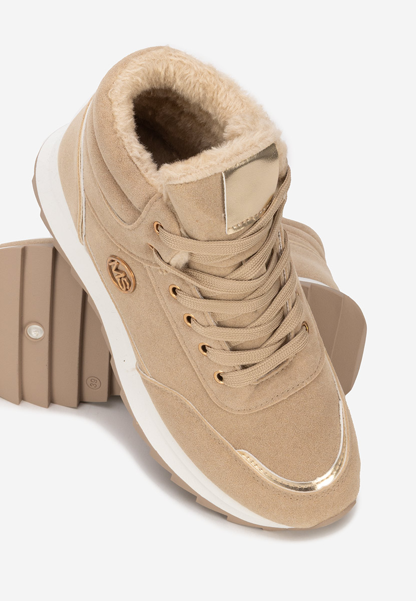 Khaki zimowe sneakersy damskie Noira