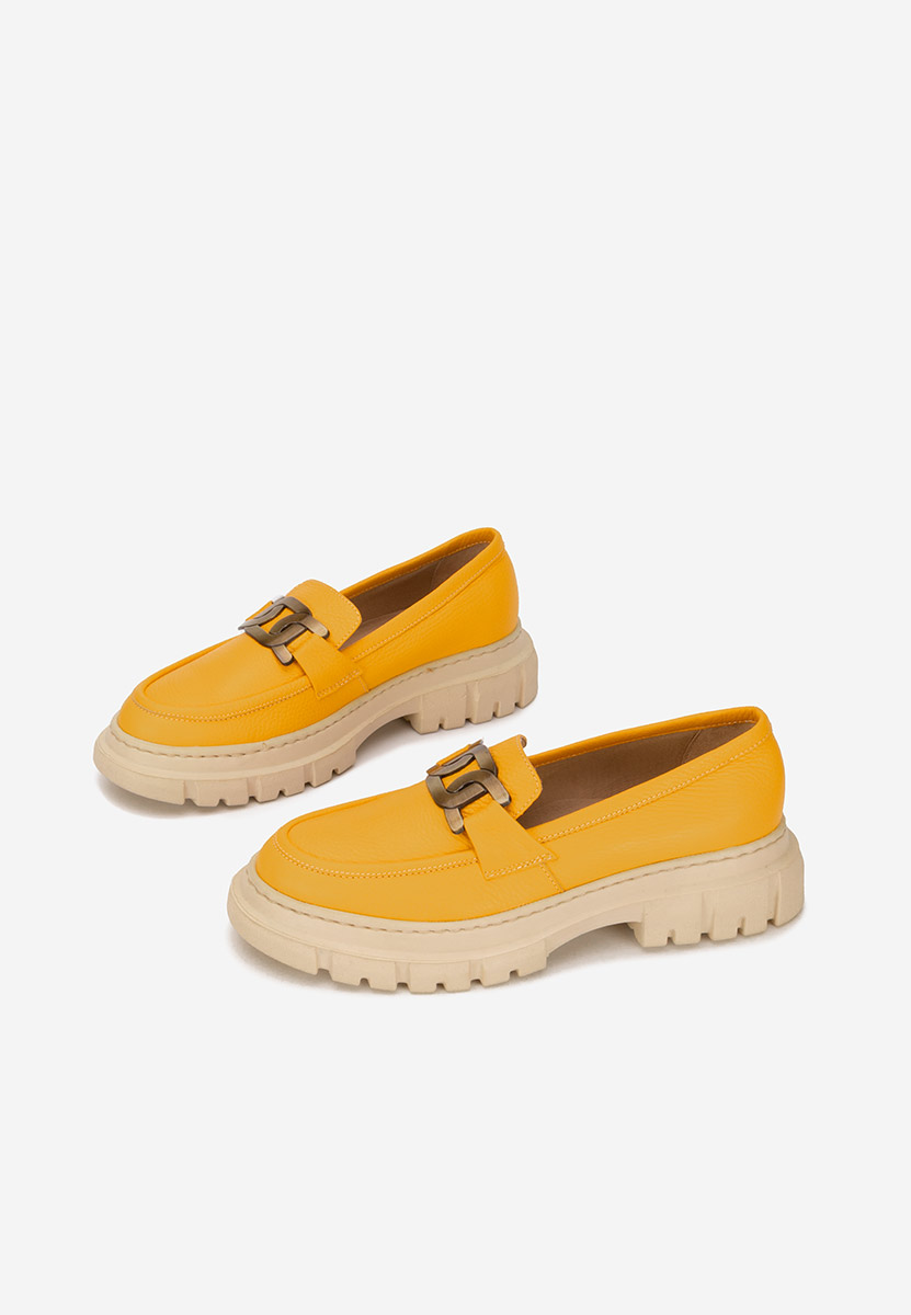 Żółte skórzane mokasyny Haza V3