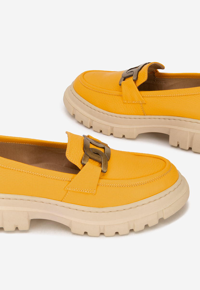 Żółte skórzane mokasyny Haza V3