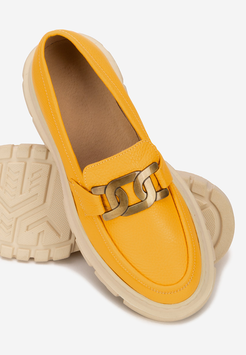 Żółte skórzane mokasyny Haza V3