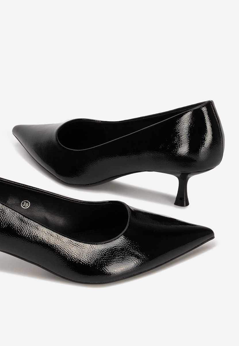 Czarne czółenka na niskim obcasie Dianela