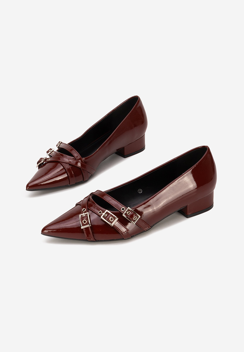 Bordowe czółenka na niskim obcasie Otisia