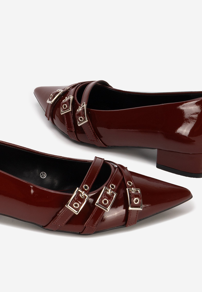 Bordowe czółenka na niskim obcasie Otisia