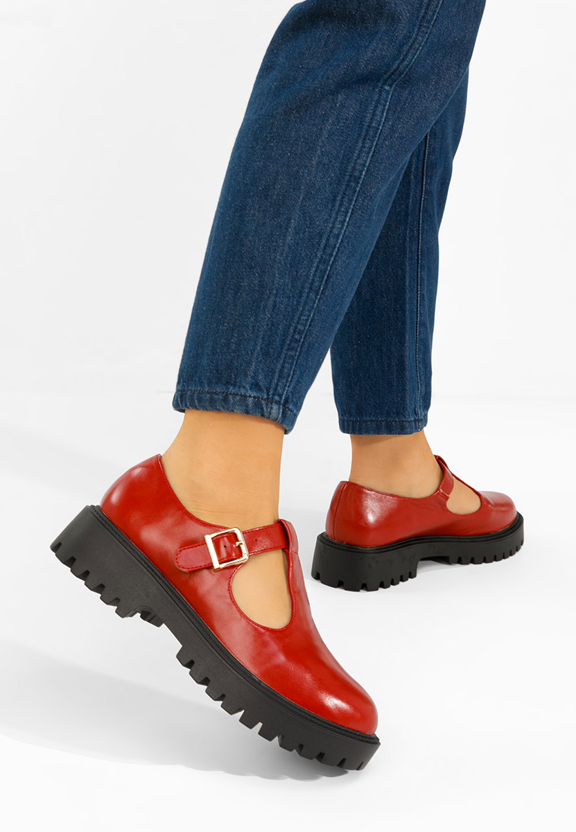 Bordowe półbuty damskie Kenia