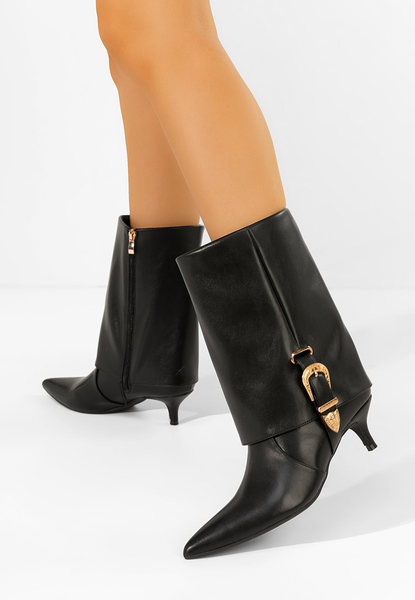 Czarne kozaki na obcasie Arvenia