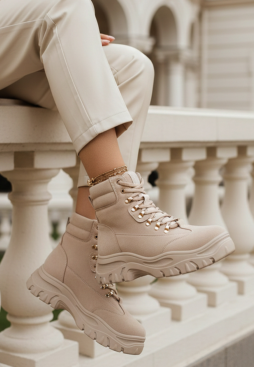 Beżowe sneakersy wysokie Onisa