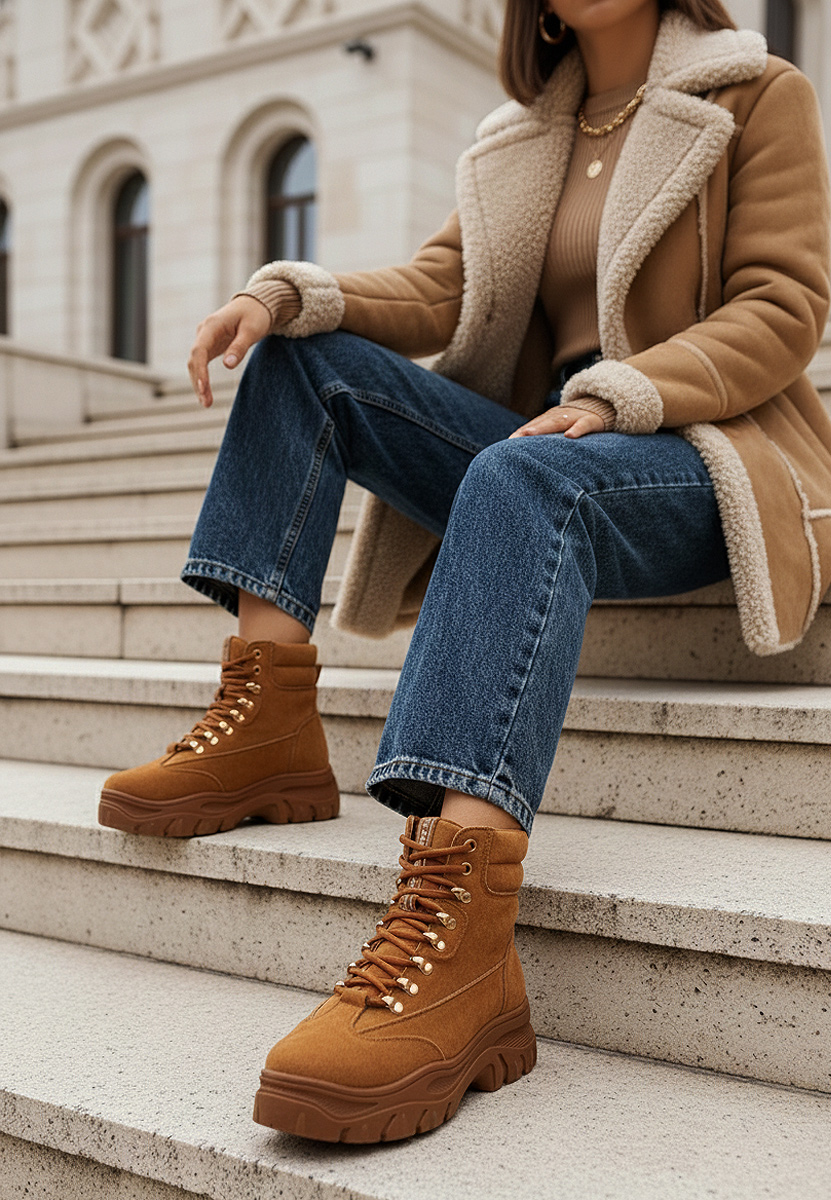 Camelowe trzewiki damskie Onisa