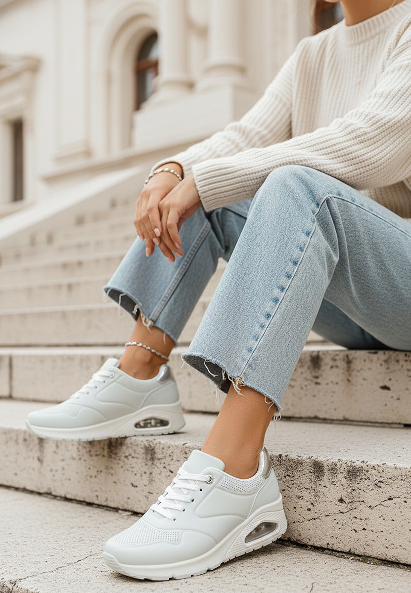 Niebieski sneakersy na koturnie Amilia