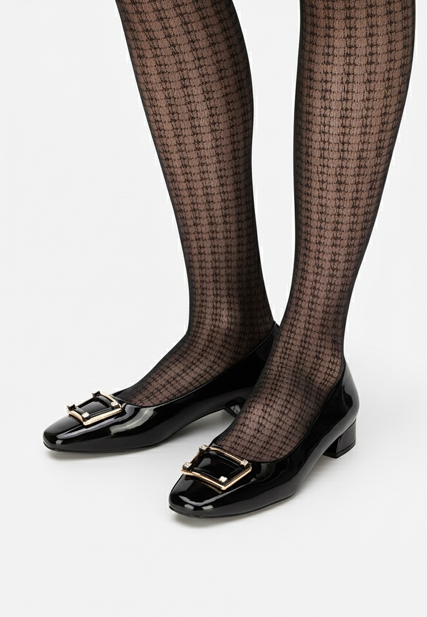 Czarne czółenka na niskim obcasie Huana