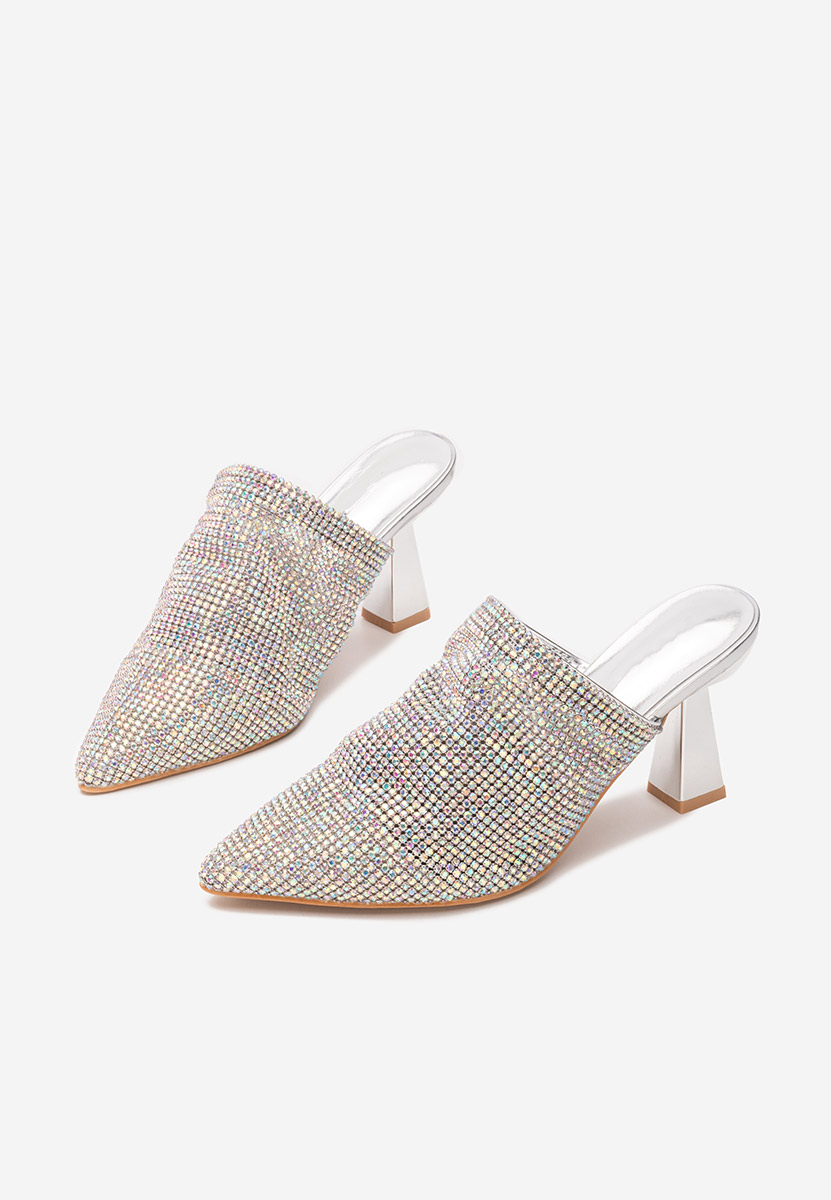 Srebrne klapki damskie eleganckie Vanelsa