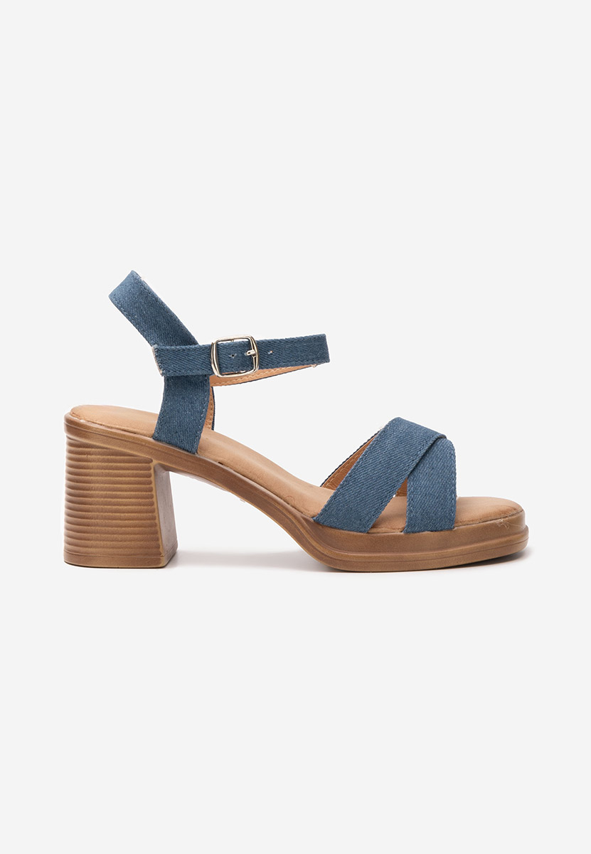 Granatowe sandały na słupku Jacqualine