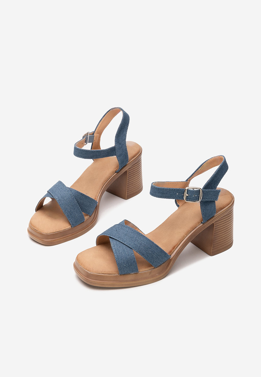 Granatowe sandały na słupku Jacqualine