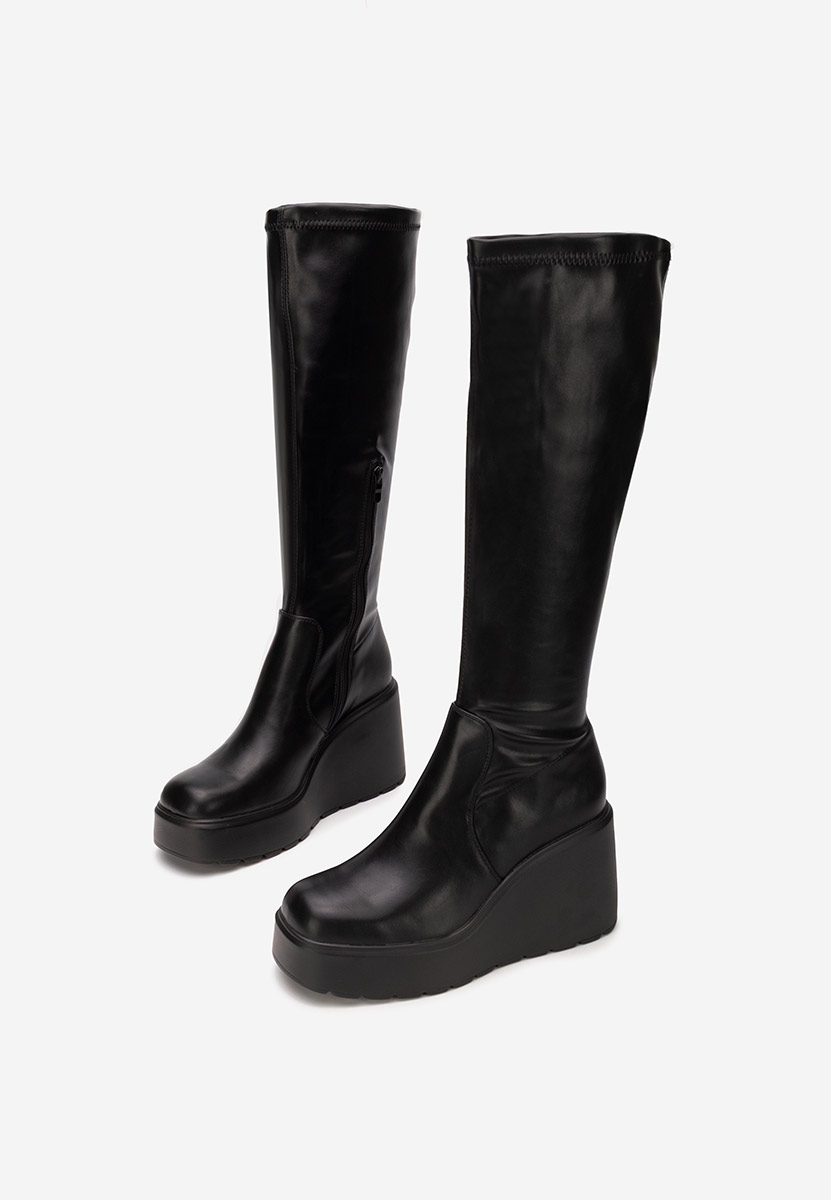 Czarne kozaki na platformie Rozalin