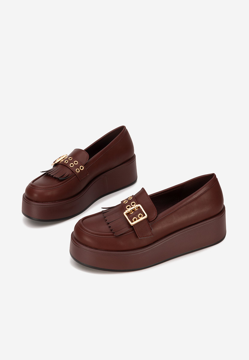 Bordowe mokasyny na platformie Magie