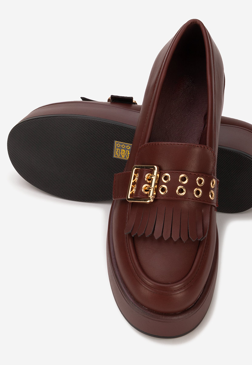 Bordowe mokasyny na platformie Magie