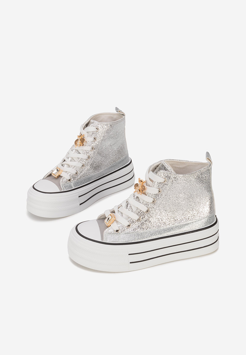 Srebrne trampki na platformie Trixy