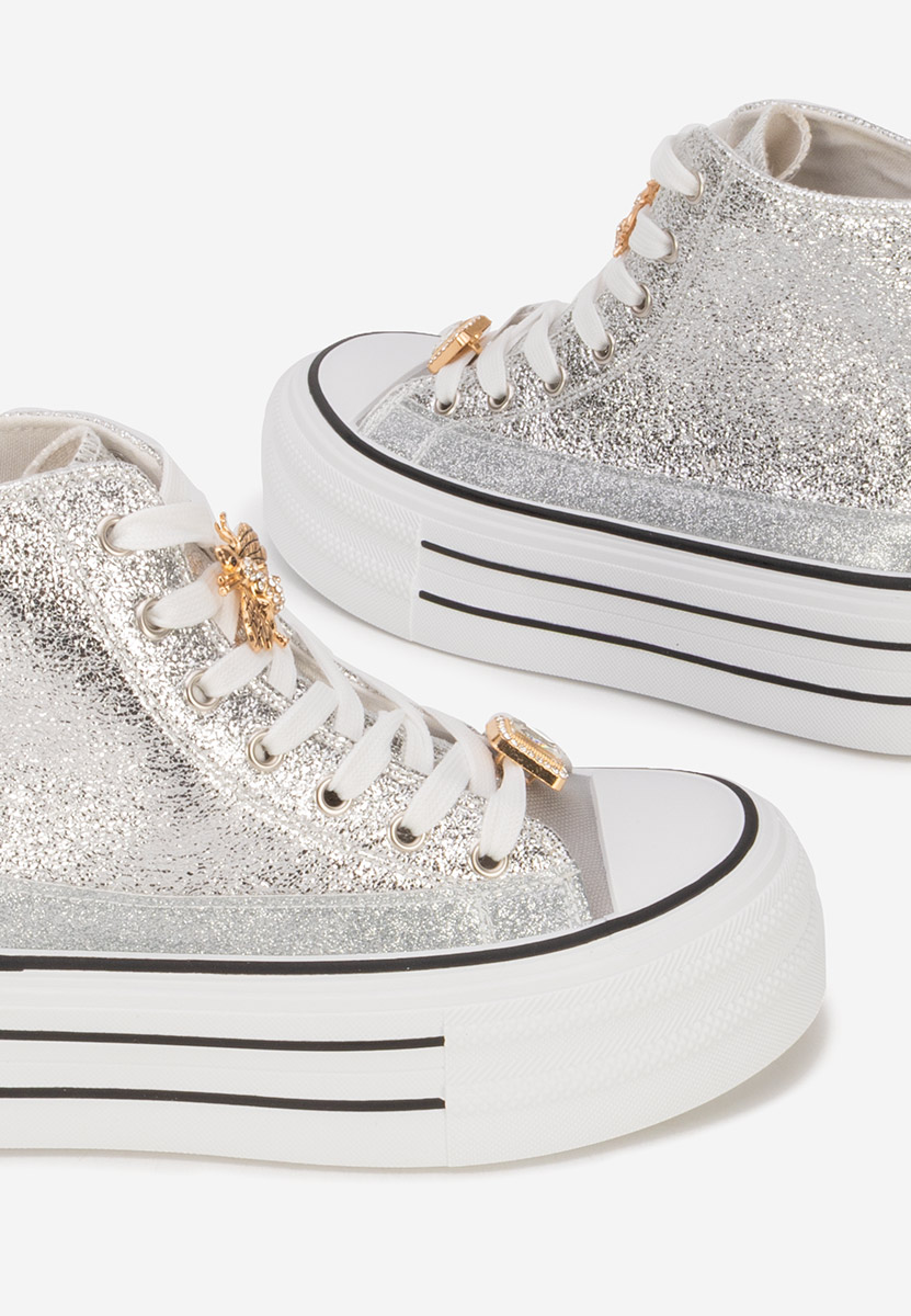 Srebrne trampki na platformie Trixy