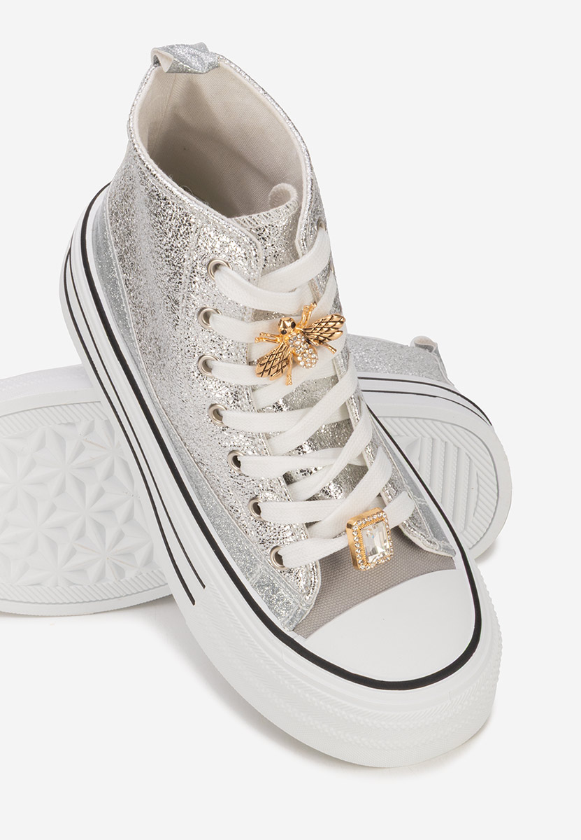 Srebrne trampki na platformie Trixy