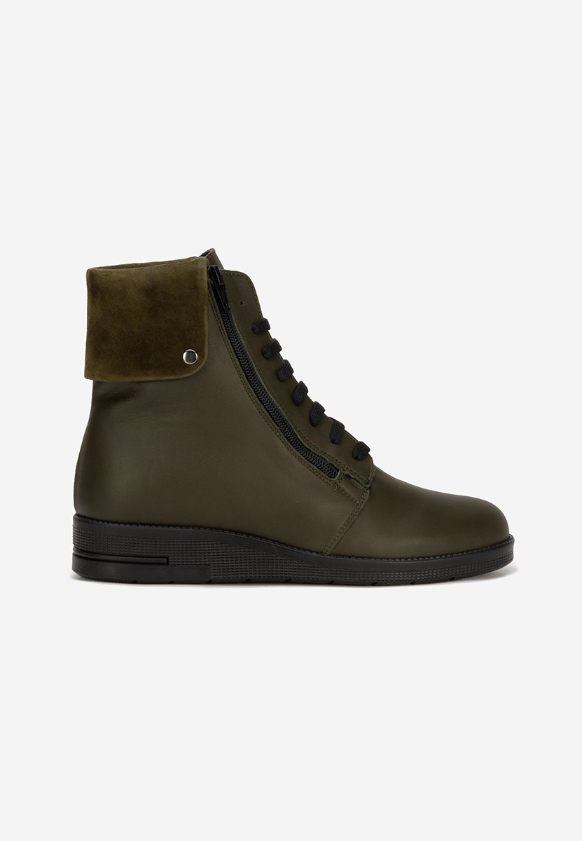 Khaki botki damskie skórzane Monserrate