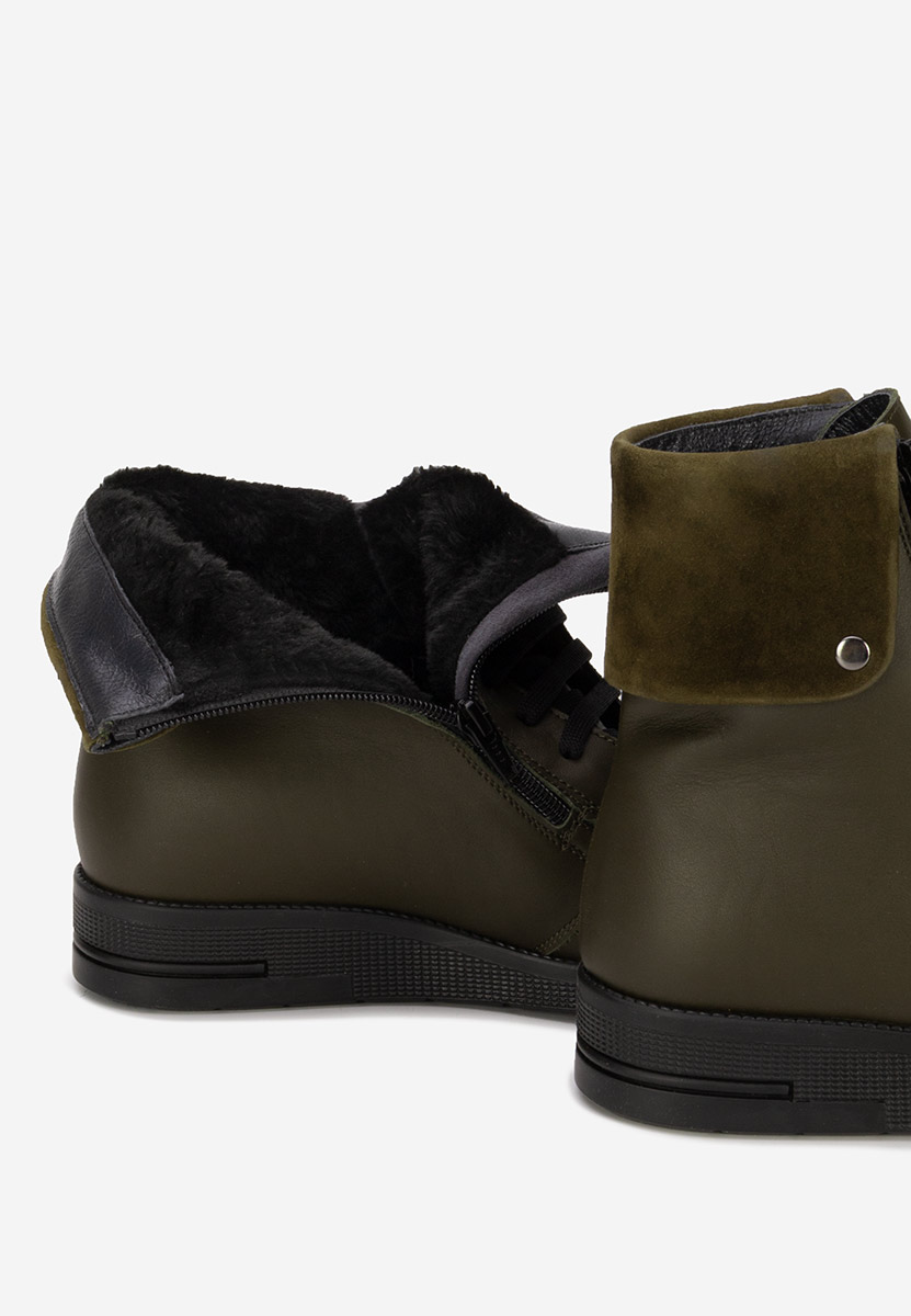 Khaki botki damskie skórzane Monserrate