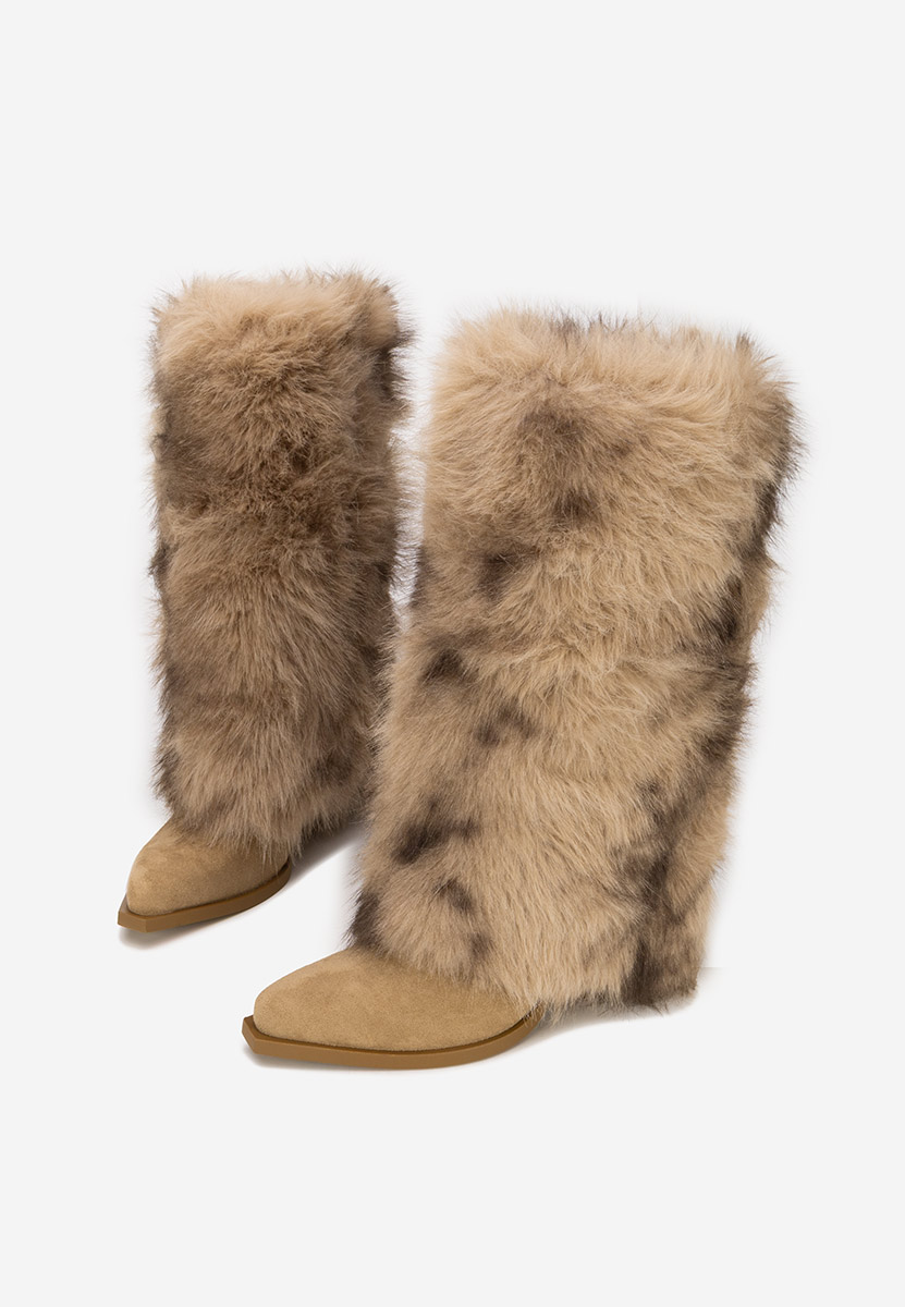 Khaki zimowe buty damskie Olivine