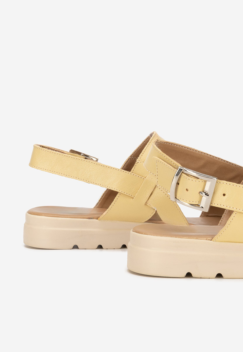 Żółte sandały damskie skórzane Onaga