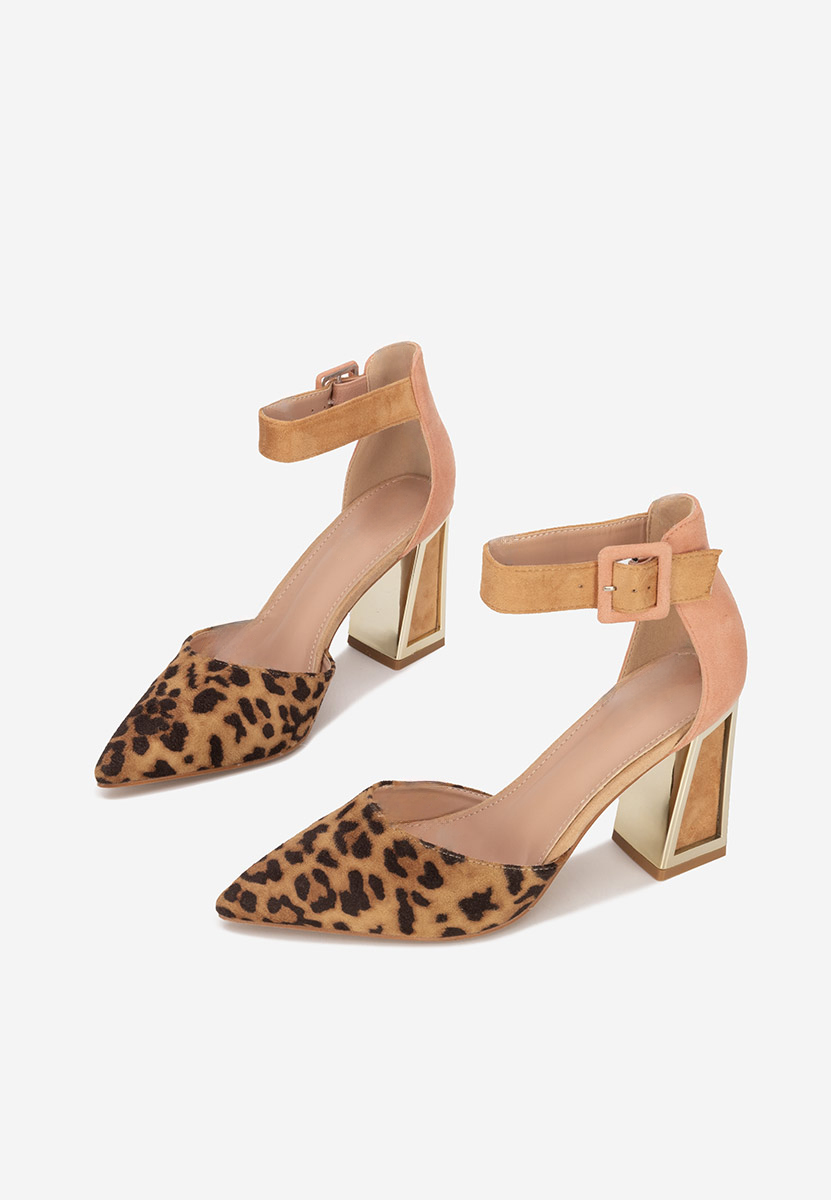 Panterkowe czółenka na słupku Rebecka