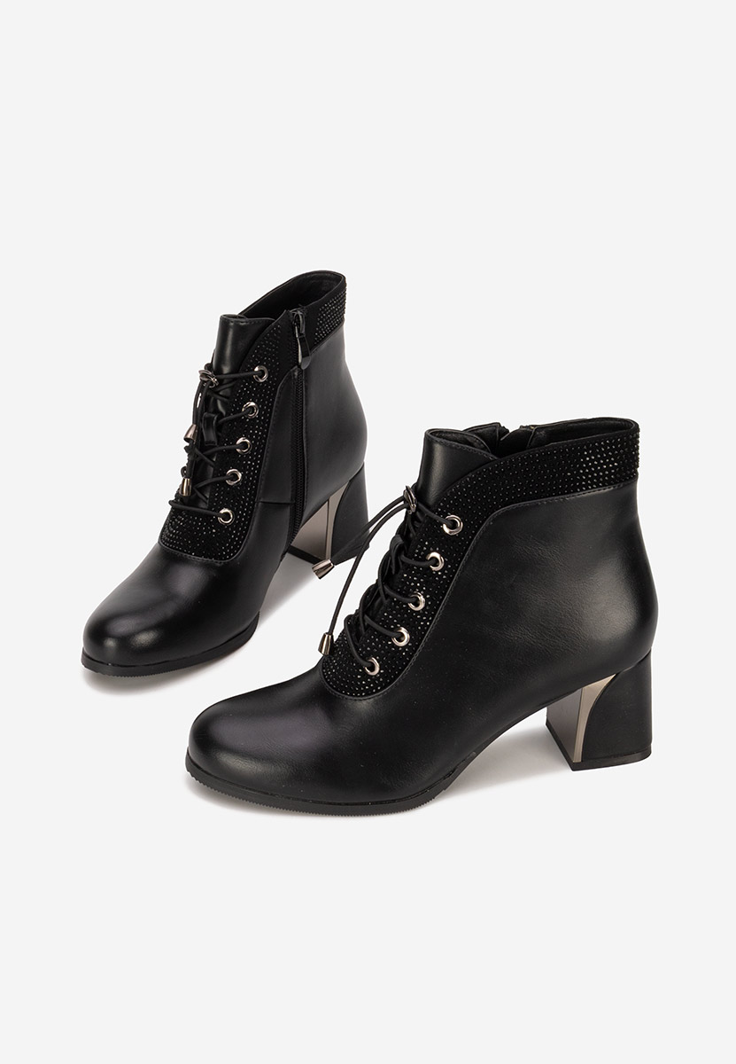 Czarne botki na słupku Larae V2