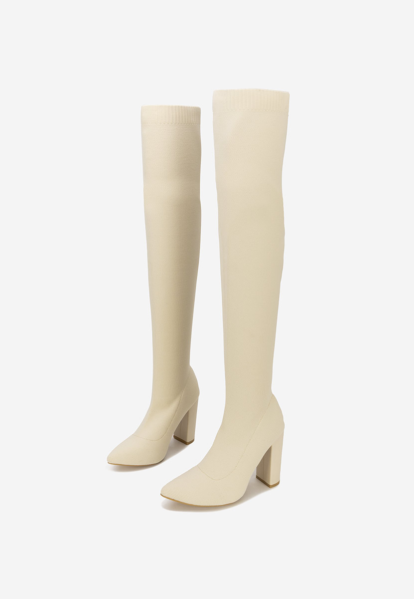 Beżowe długie kozaki za kolano Herrera