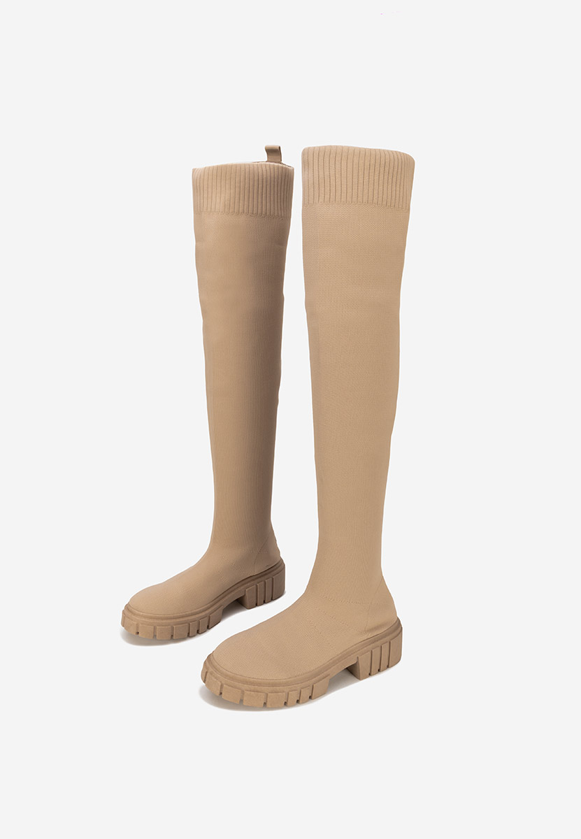 Khaki kozaki za kolano Raena