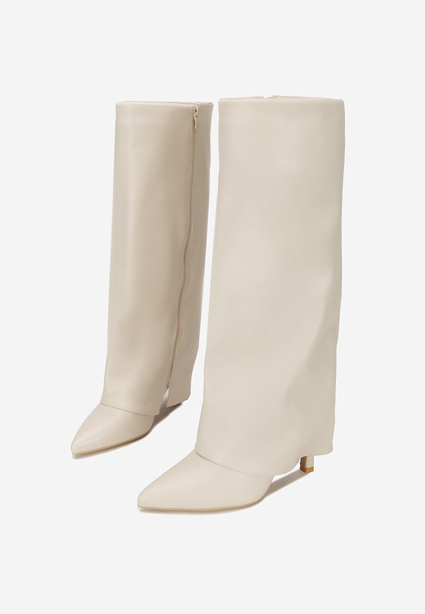 Beżowe kozaki na szpilce Brynora