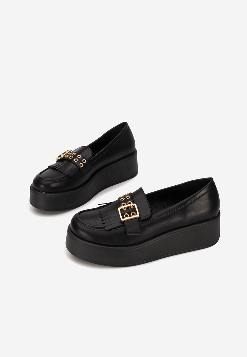 Czarne mokasyny na platformie Magie