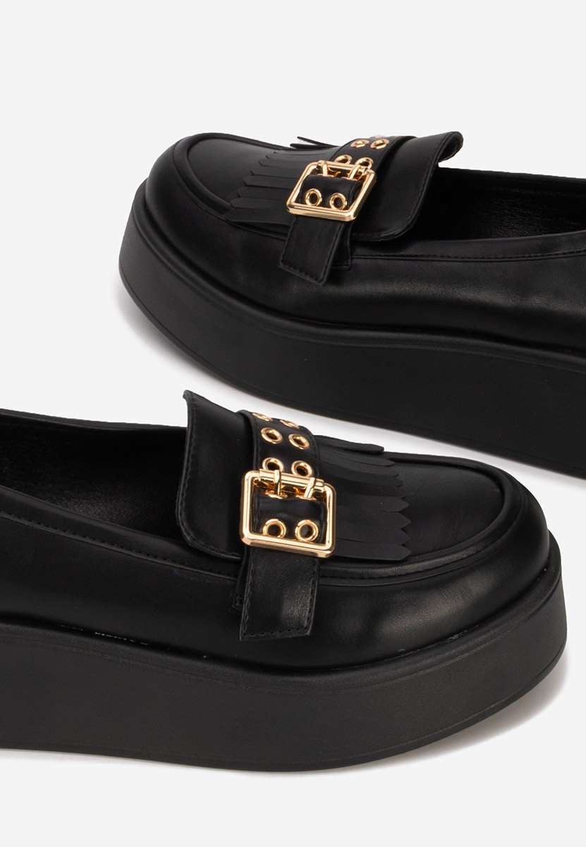 Czarne mokasyny na platformie Magie