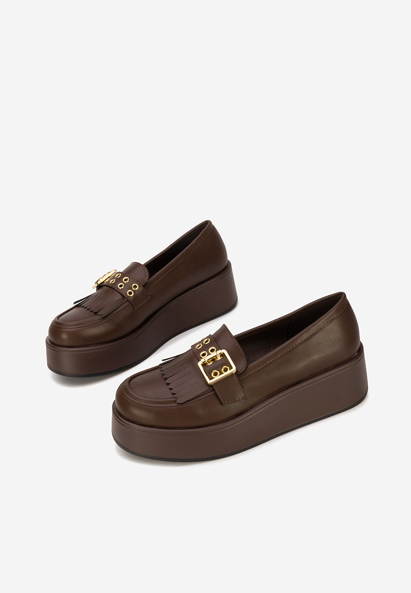 Brązowe mokasyny na platformie Magie