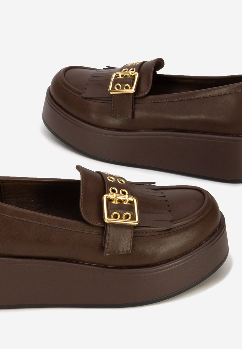 Brązowe mokasyny na platformie Magie