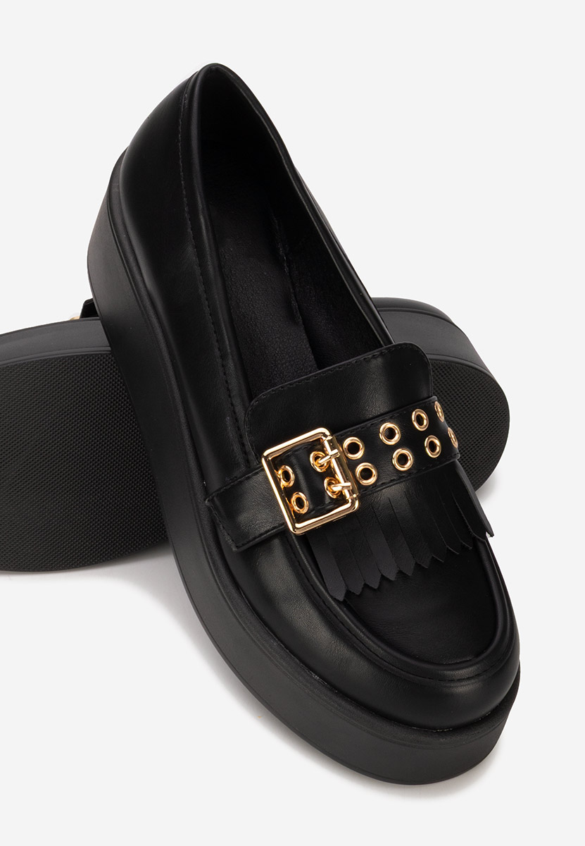 Czarne mokasyny na platformie Magie