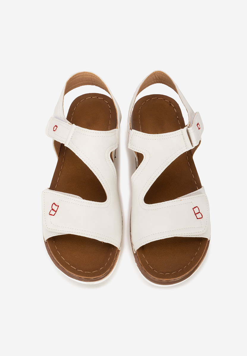 Białe sandały damskie płaskie Metina V2