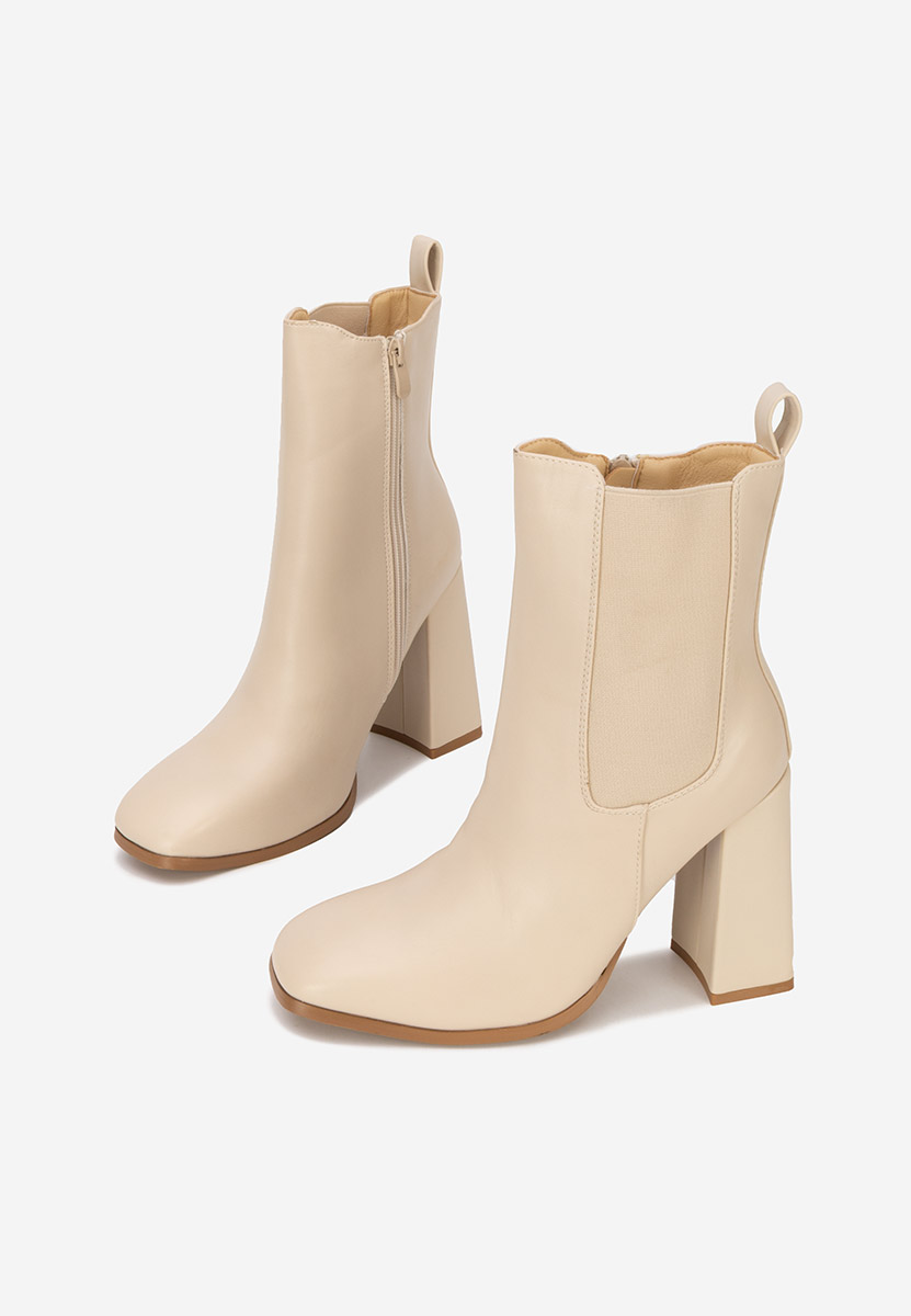 Beżowe botki chelsea damskie Anaela