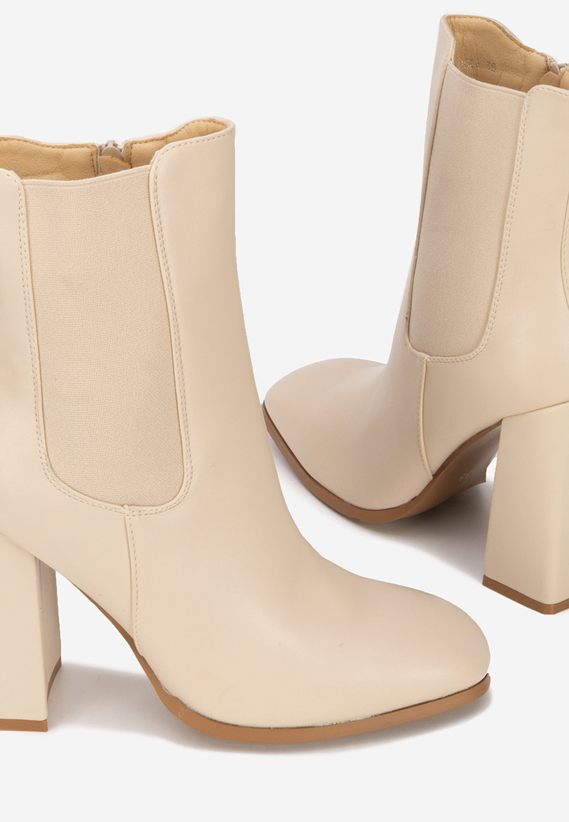 Beżowe botki chelsea damskie Anaela
