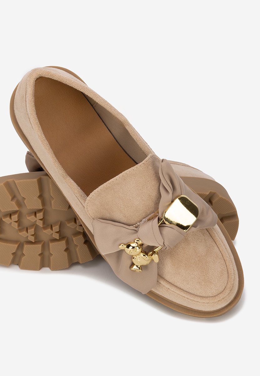 Khaki mokasyny na grubej podeszwie Desana