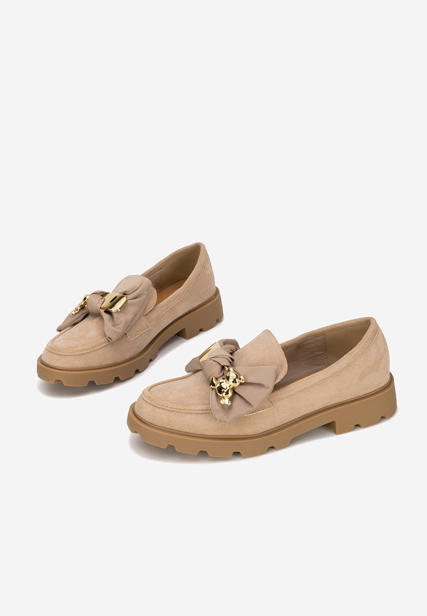 Khaki mokasyny na grubej podeszwie Desana