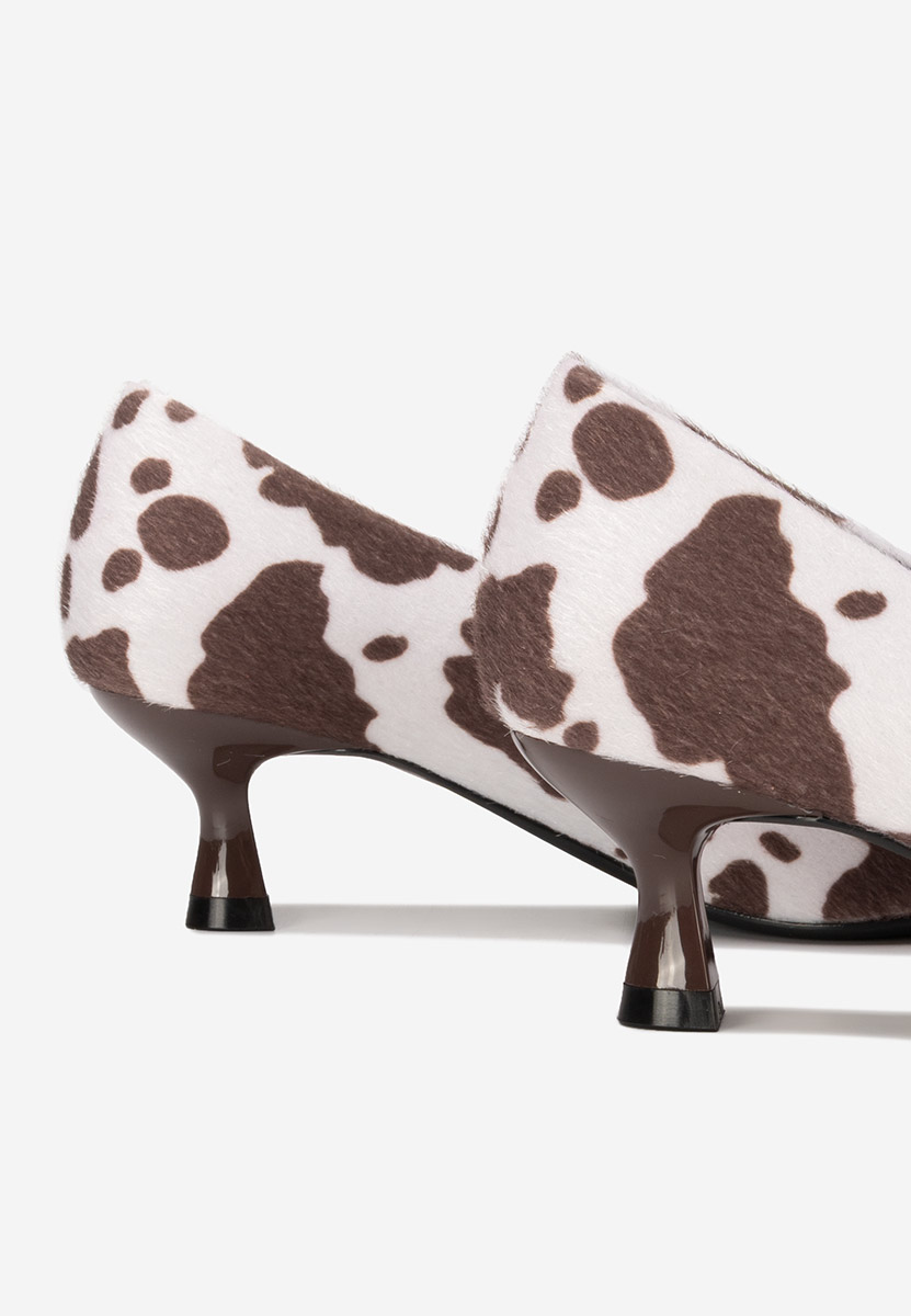 Wężowe czółenka na niskim obcasie Glimera