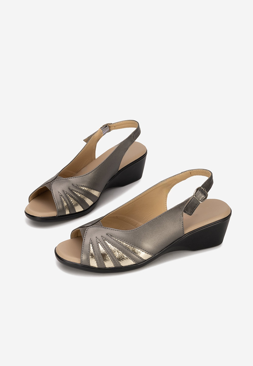 Szare sandały na niskim słupku Marelia