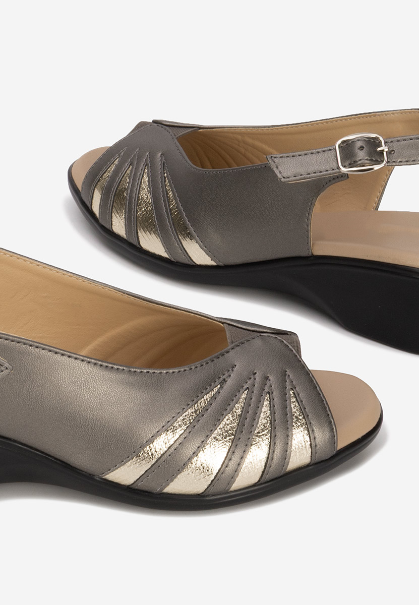 Szare sandały na niskim słupku Marelia