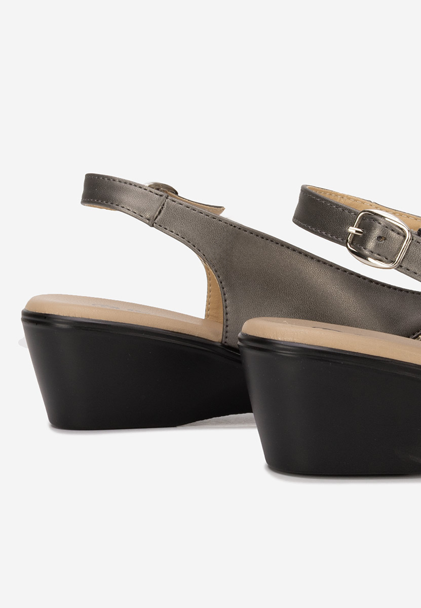 Szare sandały na niskim słupku Marelia