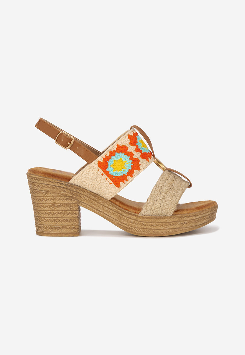 Beżowe sandały na słupku i platformie Zeina V3