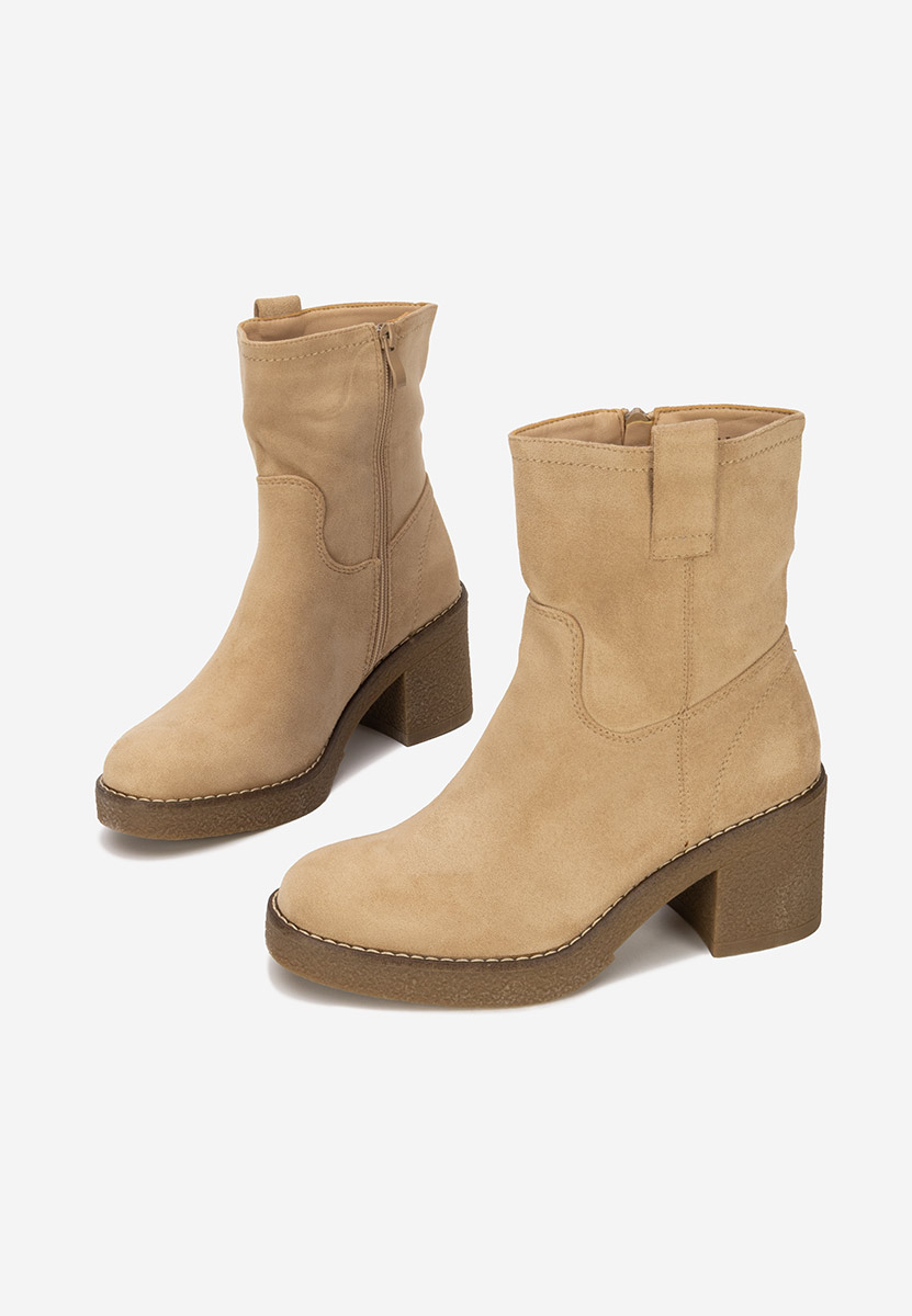 Beżowe botki na słupku Livona